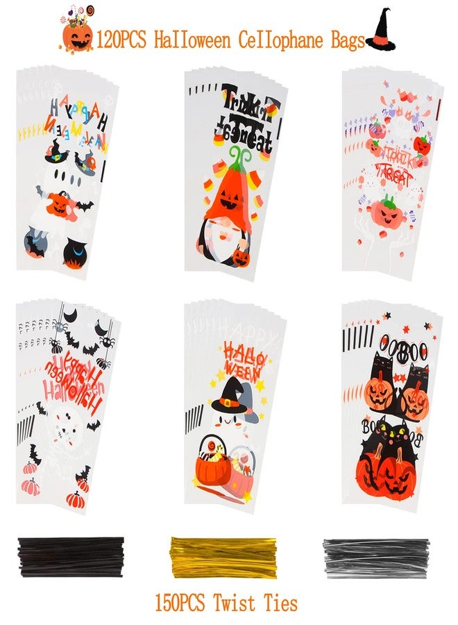 STEFORD 120 Pcs Halloween Cellophane Treat bags, Clear Plastic Candy Gift Cookie Bag with Twists for Halloween Party Favors Supplies - Image 3